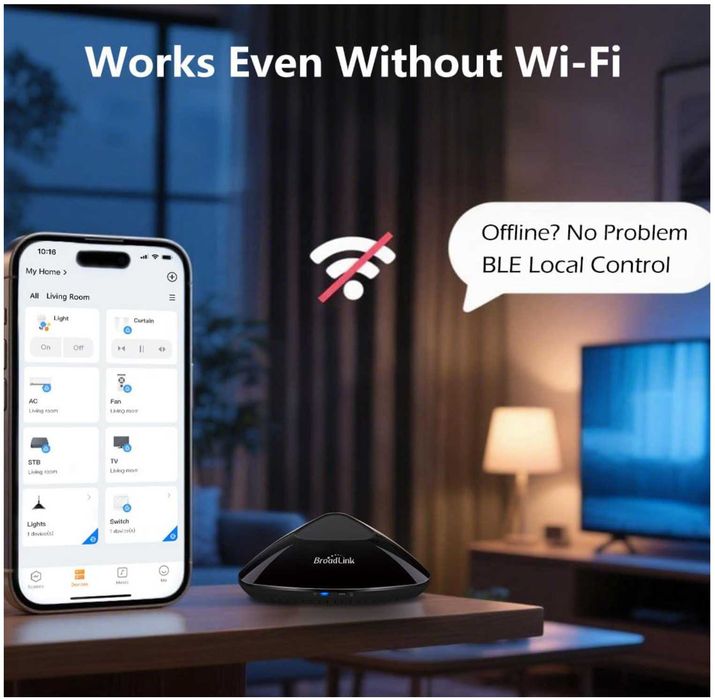 Broadlink RM MAX Smart Home Hub, Wi-Fi & BLE Universal Remote for IR/RF Devices