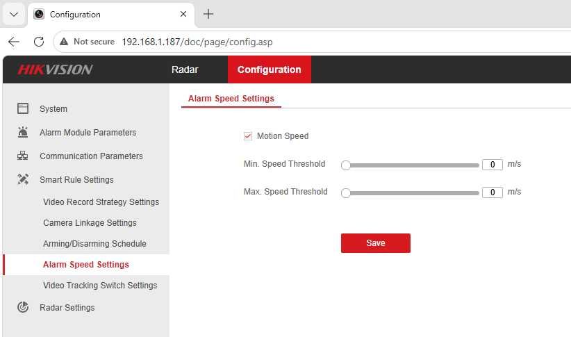 Detector de miscare exterior tip radar Hikvision DS-PR1-60 IP, 60 m, 24 GHz, PTZ tracking, pet immunity