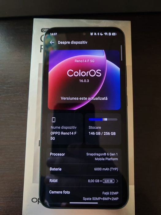 Vând Oppo Reno 14F 5G 8+8Gb/256Gb