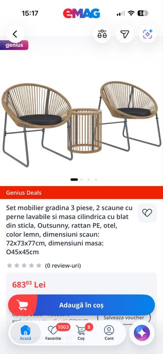 Set scaune + masa terasa NOI