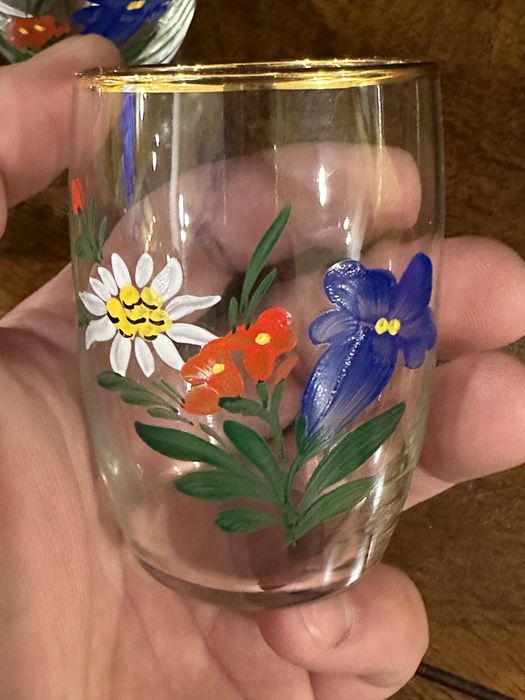 Set superb/6 pahare original pictate manual/țuica - 100 ml