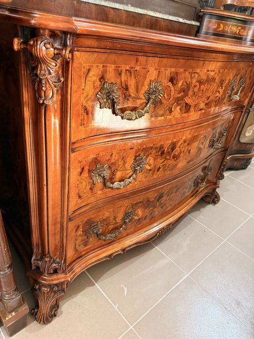 Comoda Vintage Lemn Masiv Intarsii Servanta Bronz Baroc