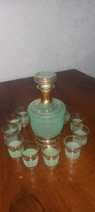 Набор декорированный: графин, 12 стопок, СССР