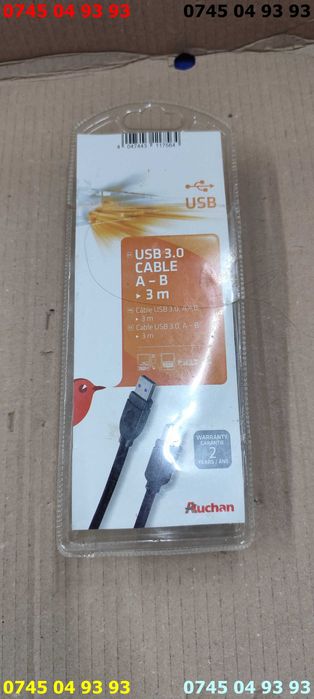 cablu usb 3.0 A-B 3 metri mufa albastra