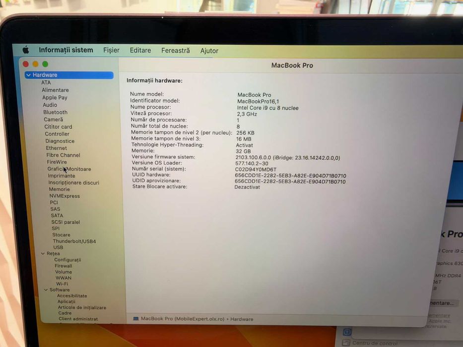 MacBook Pro 16 2019 i9 32GB 1TB | Radeon 5500M 8GB | Garanție 24 Luni