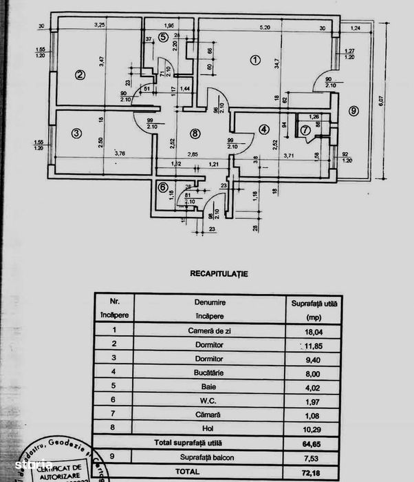 Sf lazar - palas mall -3 camere decomandat -72mp-2 bai - bloc din 1980
