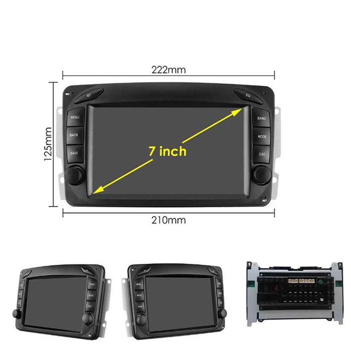 7-инчова мултимедия Mercedes CCLK W168 W209 2000–2008 Android Carplay