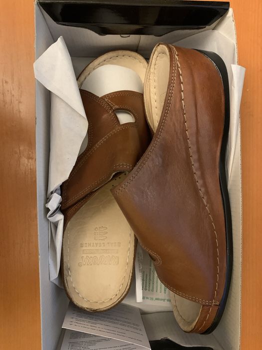 Чисто нови италиански Vero Cuoio 8 1/2 ;кожени дамски чехли с лепка 38