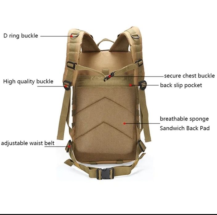 35 литрова Тактическа Molle Водоустойчива военна раница туризъм