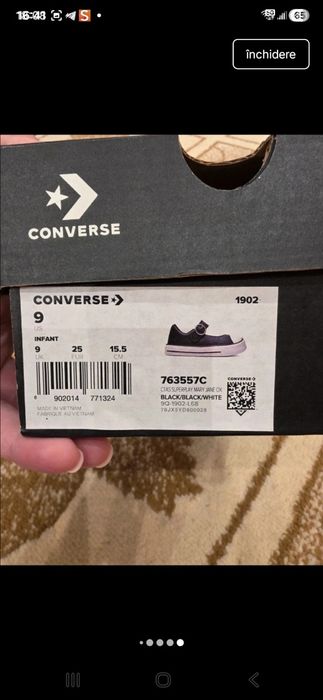 Converse noi, mărimea 25