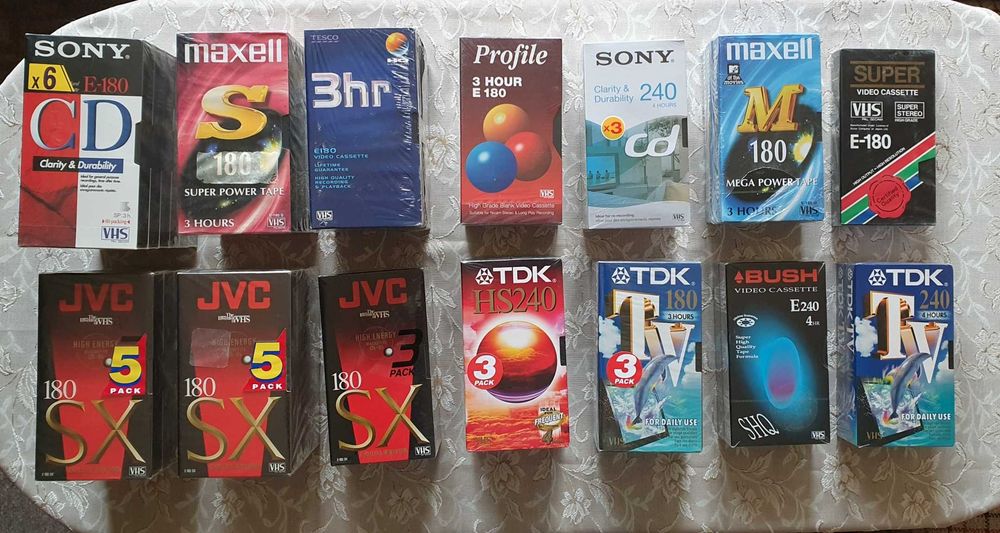 Нови видеокасети VHS TDK, JVC, BASF, Sony, Memorex. Konica