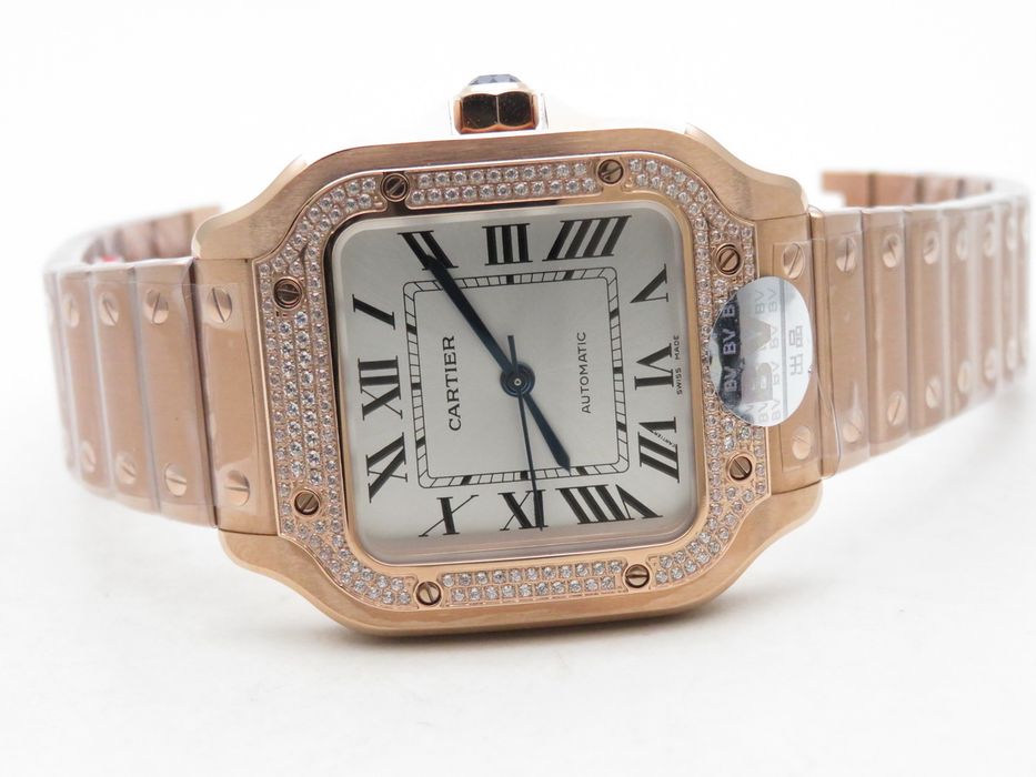 Cartier Santos de Cartier 35mm Дамски - Розово злато и диаманти - QC снимки