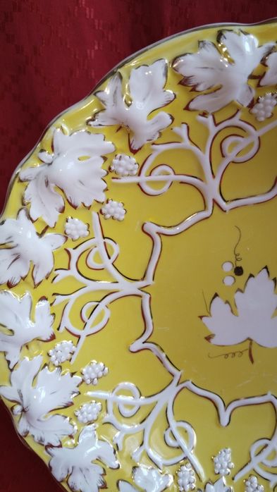 Блюдо Дулево Виноград, плетёная фарфоровая ваза для фруктов