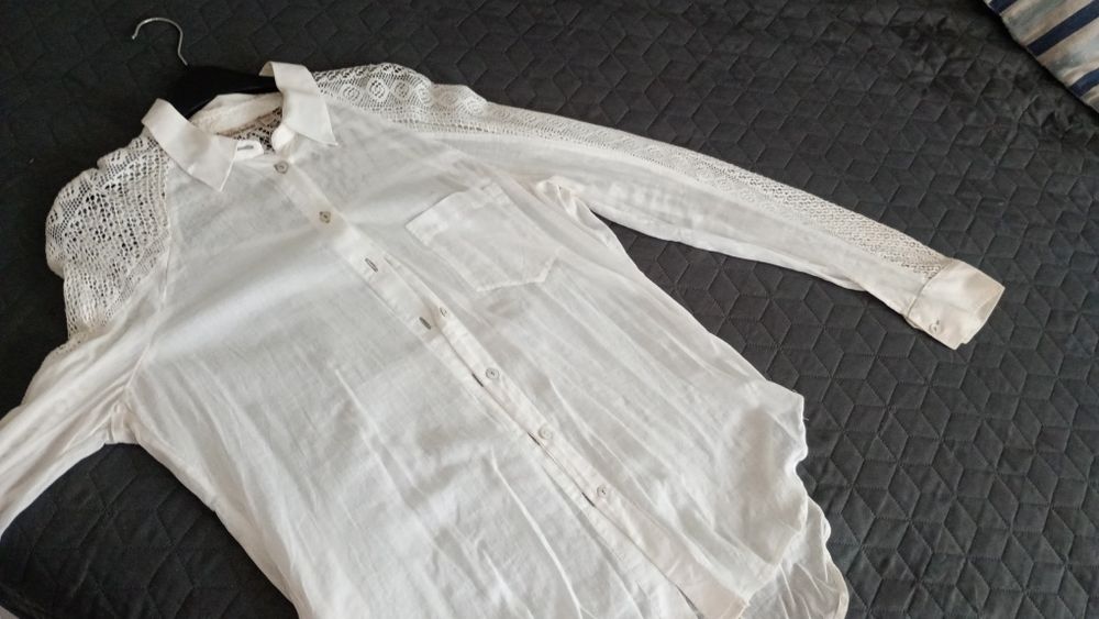 Cămașa damă, pânză topita, crem, măsură M