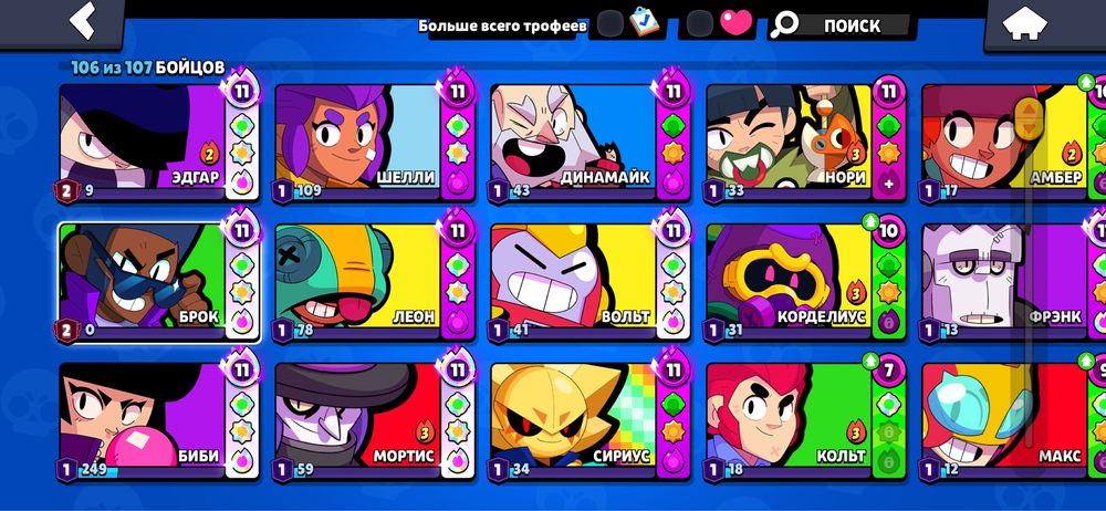 Продажа акаунт  BRAWL STARS 7500тг
