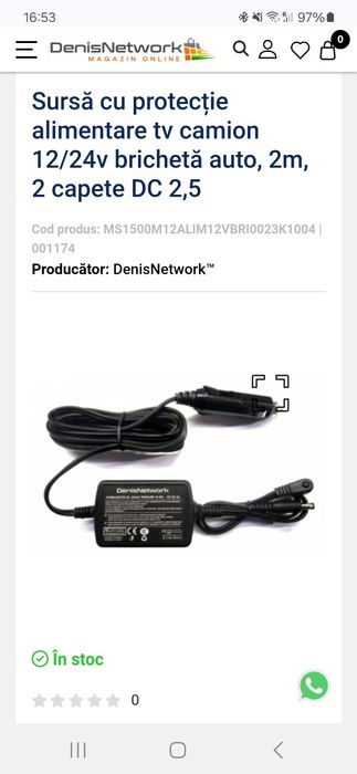 Alimentator TV camion 12/24v