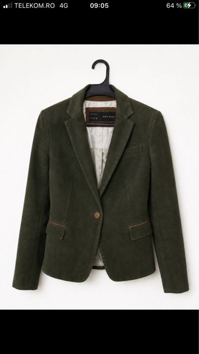 Sacou Zara Basic verde olive elegant S