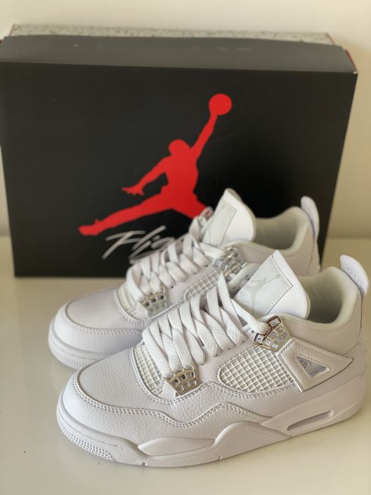 Retro Jordan 4 Pure Money Metallic Silver White