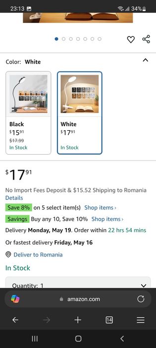 Vand lampa LED cu clema reincarcabila