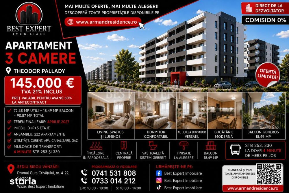 3 Camere in Pallady | Incalzire in Pardoseala | Parcare -50% la Avans — fotografia 1