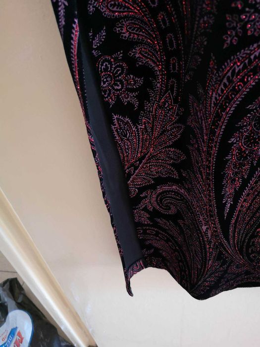 официална дълга тъмночервена рокля