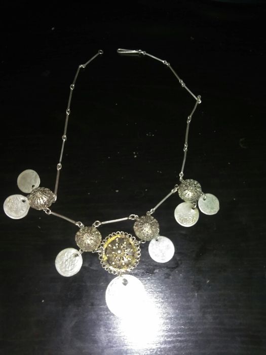 Продавам сребърен накит за врат филигран живачна позлата Уникат