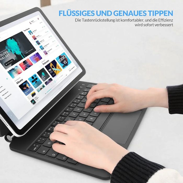 Tastatura Rii Air cu touchpad, Bluetooth si prindere magnetica pentru iPad Pro 11 si iPad Air 6/5/4.