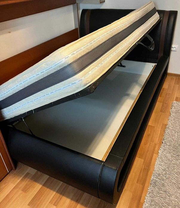 Pat cu saltea, somiera si spatiu de depozitare