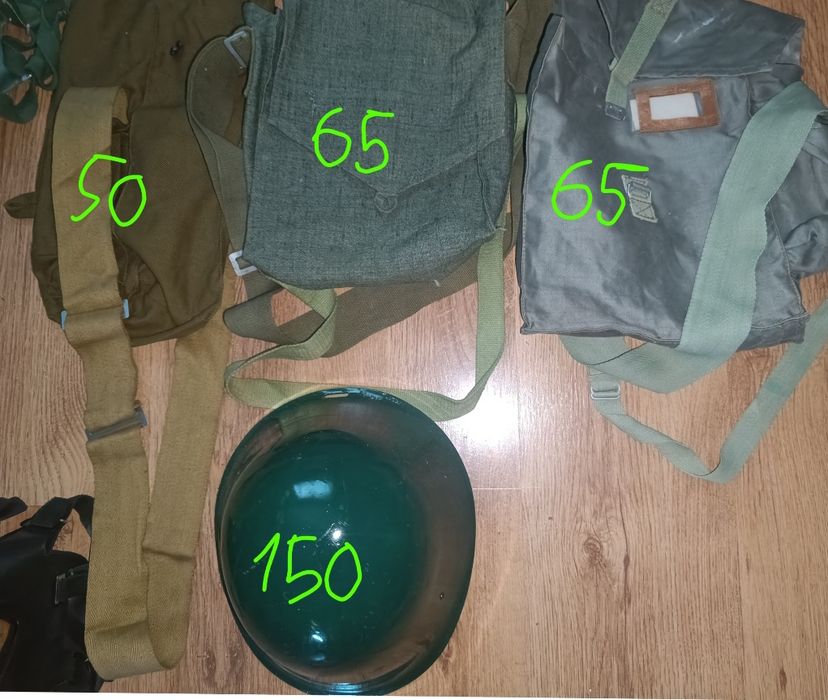 Lot militar de măști de gaze, filtre genți, furtune, cască