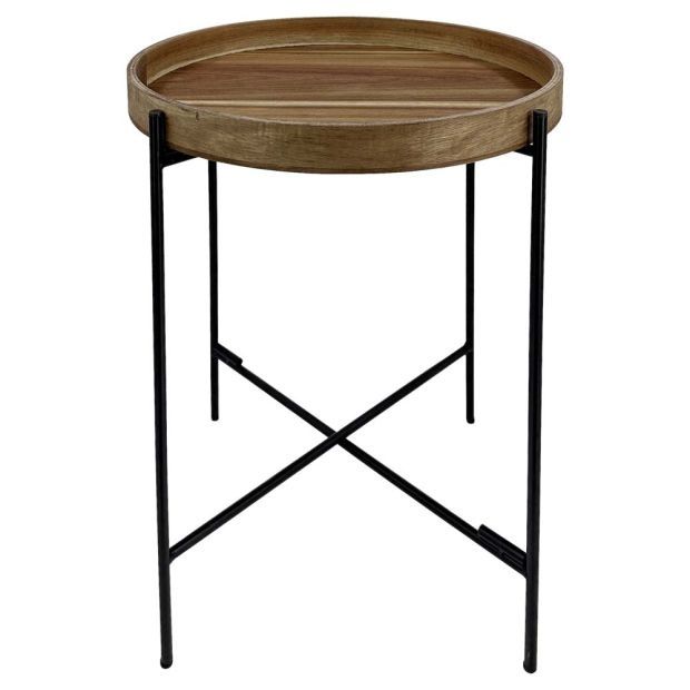 Красива помощна масичка от дърво и метал