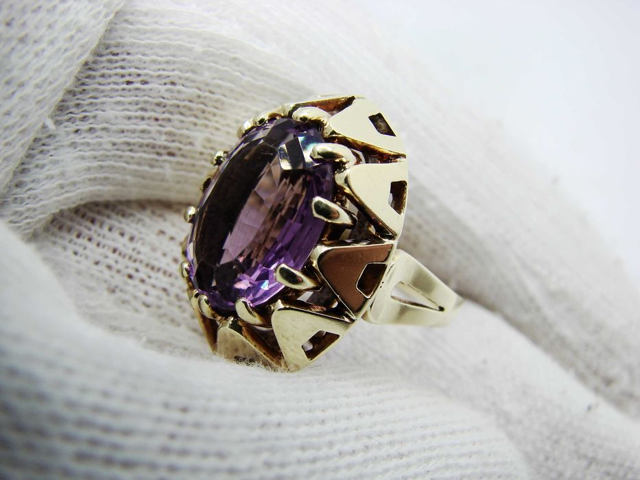 Inel Aur 14K Cu Ametist Step Cut Amethyst