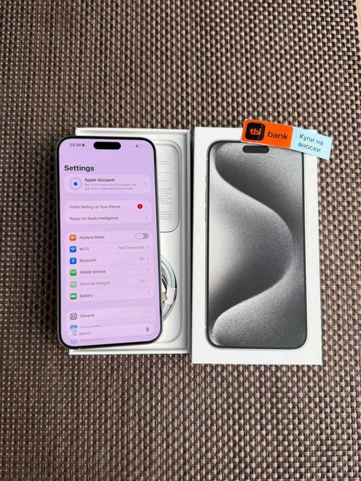 100% БАТЕРИЯ! 512gb! iPhone 15 PRO MAX Лизинг от 32€/мес white Titanium бял