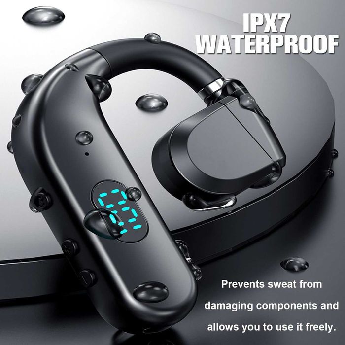 Bluetooth слушалка с микрофон, единична, костна проводимост, с кука