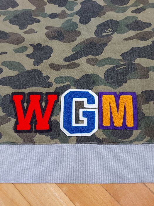 Bluză A Bathing Ape Grey&Green Camo WGM Shark Crewneck 100% Originala