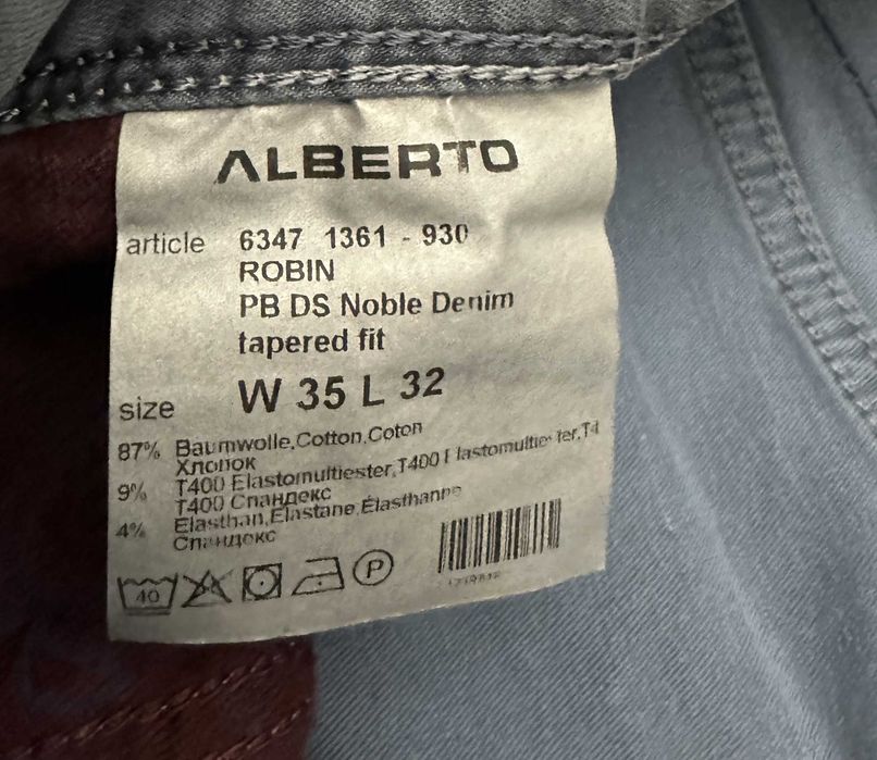 Pantaloni Alberto Premium Business – Model Robin – Tapered Fit – W35 L32 – Noi cu etichetă