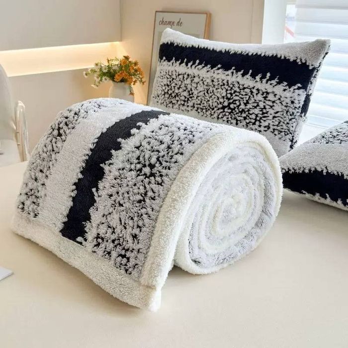 Зимний барашка начёс плед 2 спалка в подарочной коробке