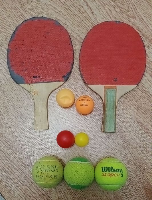 мяч, самокат, теннис