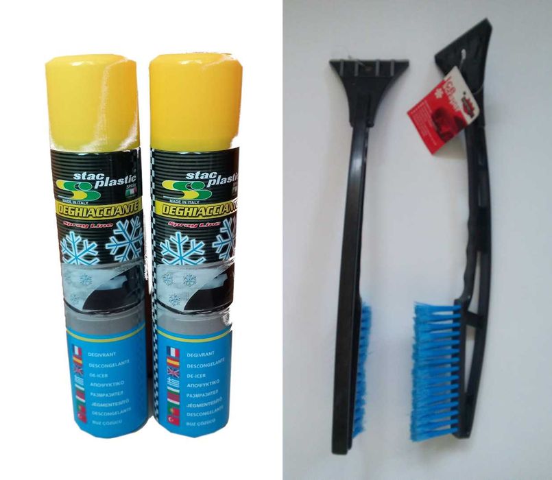 Стъргалка за лед с четка за сняг и спрей размразител