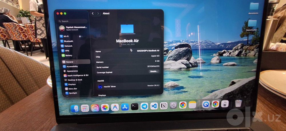 Macbook m2 air, 8/25, yemkost 90