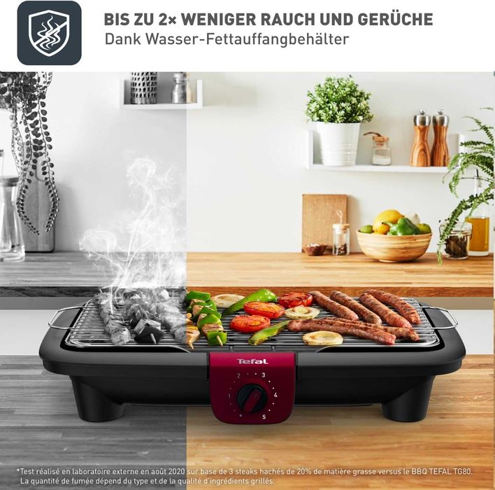 ПРОМО Нова 2г Гаранция Мощна Електрическа Скара Tefal EasyGrill Red BG90E5, 2300W