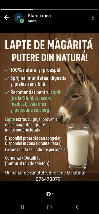 Vând lapte de Măgăriță