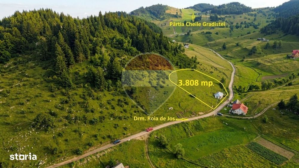 Teren 3808mp+Casă Fundata, Brașov - Cheile Grădiștei - Drum asfaltat