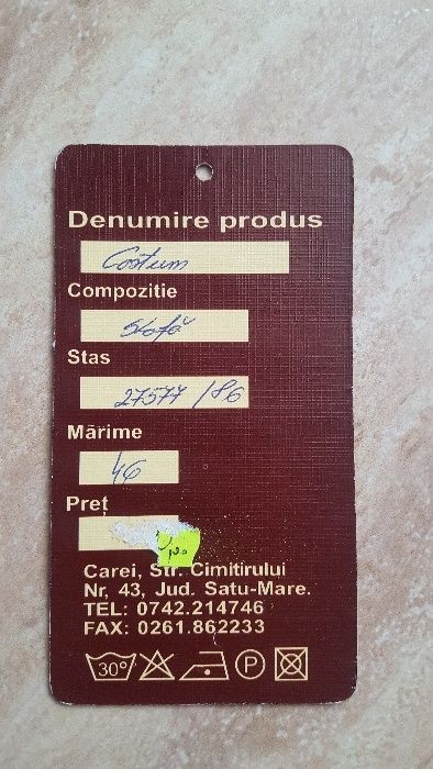 Vand costum de mire, marimea 46. Pret 100 lei