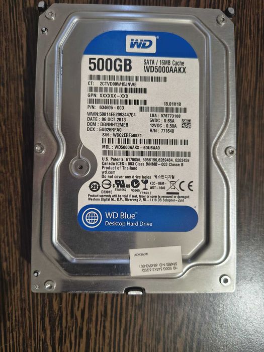 3 x HDD Western Digital (WD) Blue de 500 GB