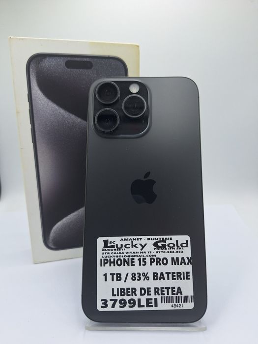Iphone 15 Pro Max 1TB 83% bat liber de rețea #48421