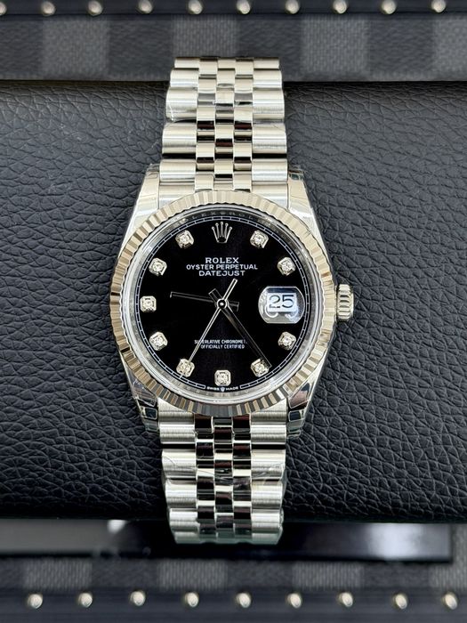 Rolex Datejust 36 Black Diamond Dial – Ref. 126234 | Cal. 3235 | Fluted Bezel | Jubilee Bracelet