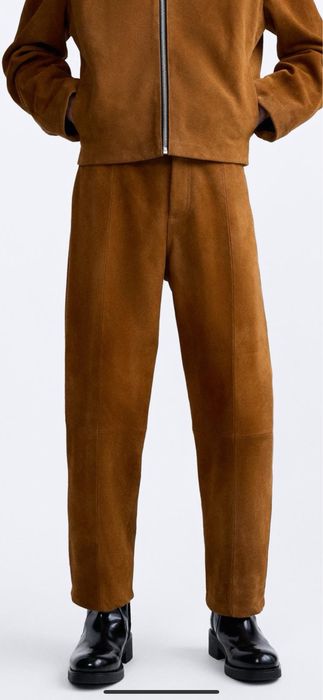 Pantaloni din piele intoarsa, L
