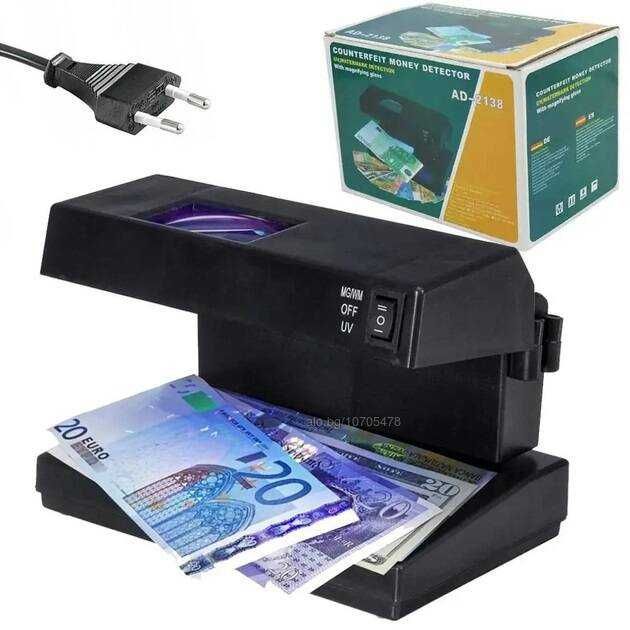 Професионален UV детектор AD2138 за фалшиви банкноти с лупа