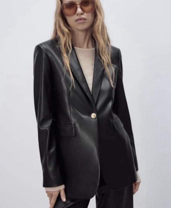 Стилен дамски кожено яке блейзър Zara