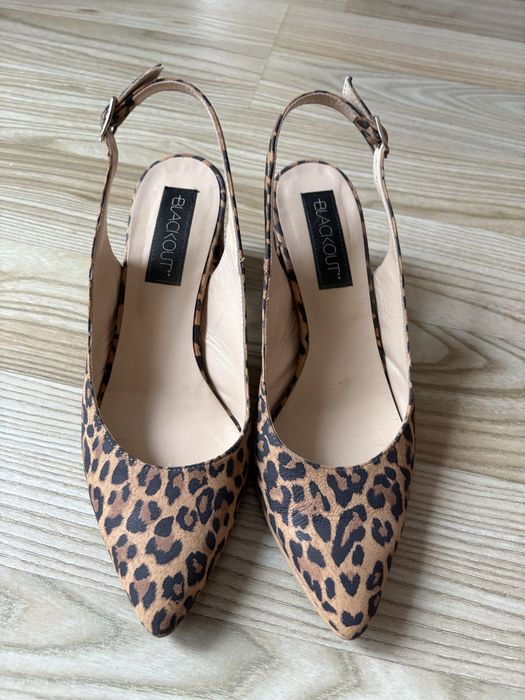 Pantofi slingback animal print